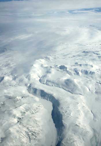 An aerial picture shows part of Europe's biggest glacier Vatnajokull, in south-eastern Iceland.