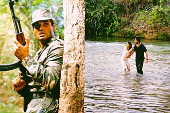 Sunil Shetty, Urmila Matondkar and Fardeen Khan in Jungle