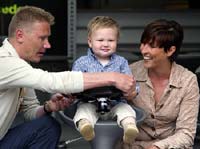 Mika Hakkinen with his wife Erja and son Hugo.