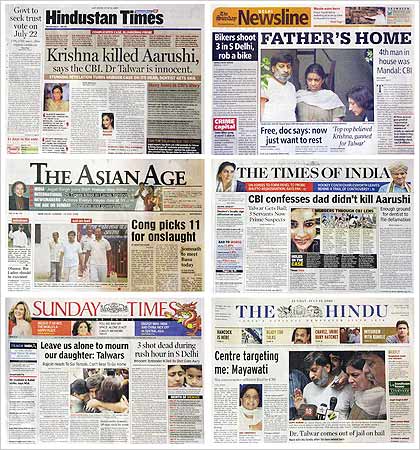 A combination photo of India newspapers.