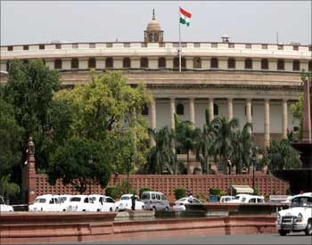 The parliament house in New Delhi.